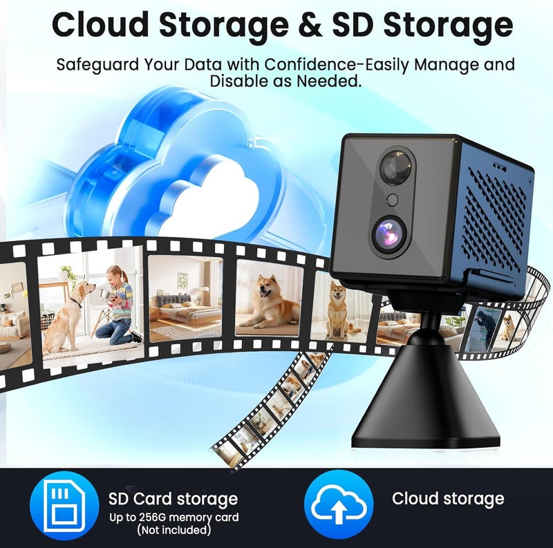 JVSCAM 2026 Upgraded 4K Security Camera, 5GHz WiFi Indoor Camera, Free Cloud Storage, Home Security Camera with Night Vision, Motion Sensor, Long Battery Life, Motion Detection, Wireless Surveillance Cam - Image 4